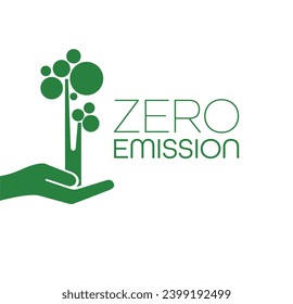 zero emission sign on white background