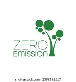 zero emission sign on white background