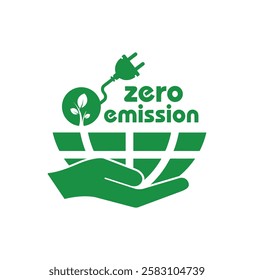 zero emission sign on white background