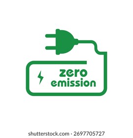 zero emission sign on white background