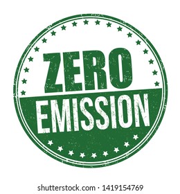 Zero emission sign or stamp on white background, vector illustration