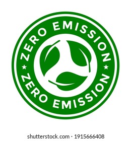 Zero emission vector badge template. This design use leaf symbol.