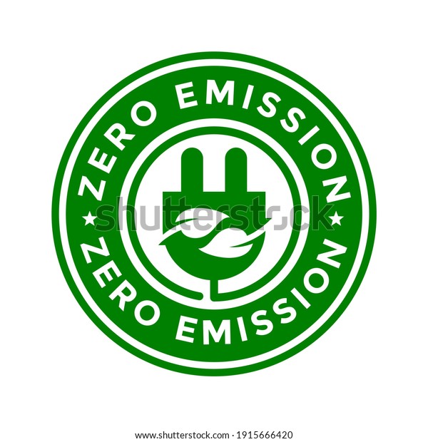 Zero emission vector badge template. This design\
use leaf symbol.