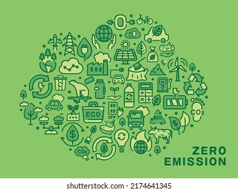 Zero emission vector icon pattern card. cloud shaped.