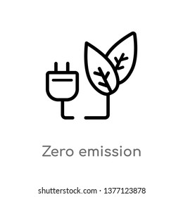 Zero Emission Vector Line Icon. Simple Element Illustration. Zero Emission Outline Icon From Smart House Concept. Can Be Used For Web And Mobile