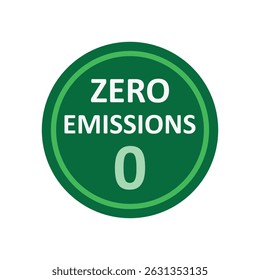Zero emissions badge with eco-friendly design, representing clean, sustainable, and carbon-neutral energy.