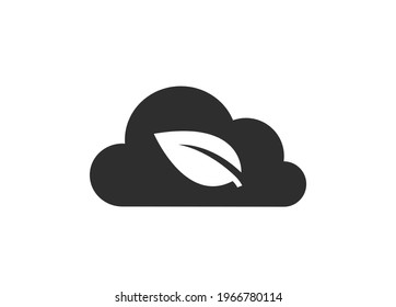 icono de cero emisiones. símbolo de aire limpio, medio ambiente y ecología. imagen vectorial aislada de nube y hoja en estilo plano