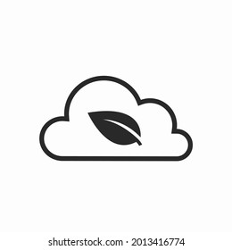 icono de línea de emisiones cero. símbolo de aire limpio, medio ambiente y ecología. imagen vectorial de nube y hoja