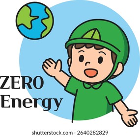 Zero Energy Mascot Illustration – Eco-friendly Kid Character Design
