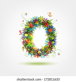 Zero, floral number for your design