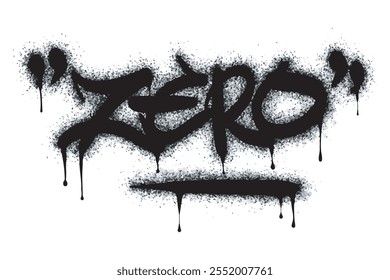 Palabra del graffiti cero rociada en negro sobre blanco