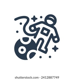 Zero Gravity Spacewalk Vector Icon Illustration