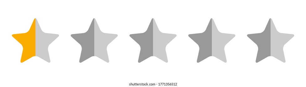 Estrellas cero y media, símbolo de calidad del cliente, revisión de la clasificación de productos vectores icono plano para hotel, restaurante, etc