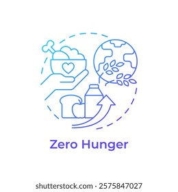 Zero hunger blue gradient concept icon. Food management. Farming, agriculture. Ecosystem, ecology. Round shape line illustration. Abstract idea. Graphic design. Easy to use in infographic