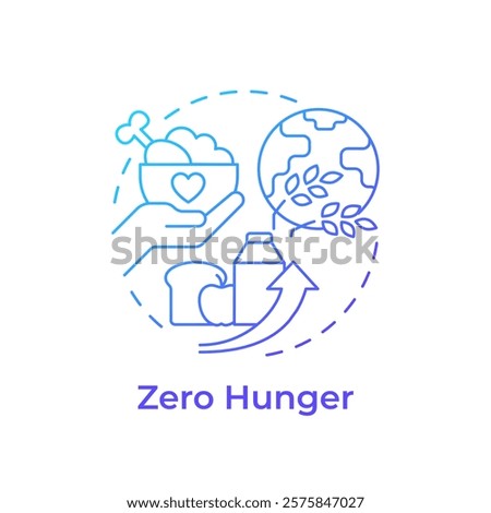 Zero hunger blue gradient concept icon. Food management. Farming, agriculture. Ecosystem, ecology. Round shape line illustration. Abstract idea. Graphic design. Easy to use in infographic