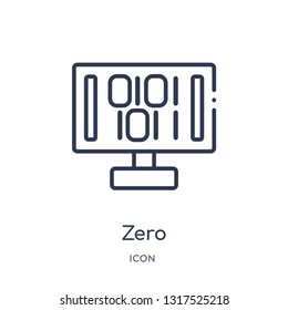 zero icon from technology outline collection. Thin line zero icon isolated on white background.