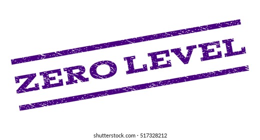 Zero Level watermark stamp. Text caption between parallel lines with grunge design style. Rubber seal stamp with dust texture. Vector indigo blue color ink imprint on a white background.