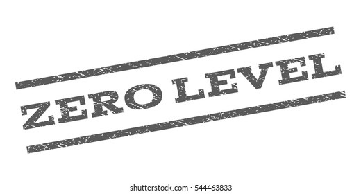 Zero Level watermark stamp. Text tag between parallel lines with grunge design style. Rubber seal stamp with unclean texture. Vector grey color ink imprint on a white background.