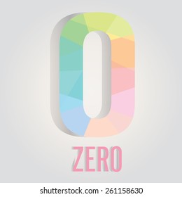 Zero  logo flat with low poly. Vector illustration.