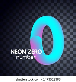 Zero neon number 0 logo icon fluid lignt blue violet vector illustration