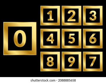 Zero to Nine Numbers Collection Luxury Style Golden Emblem Vector