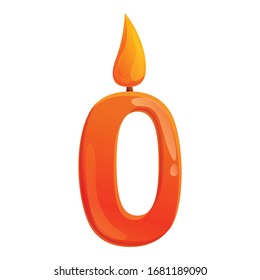 Zero number candle icon. Cartoon of zero number candle vector icon for web design isolated on white background