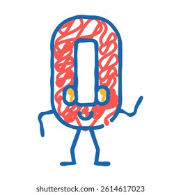 zero number character doodle icon sketch vector. zero number character sign. isolated symbol illustration