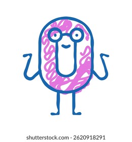 zero number character doodle icon sketch vector. zero number character sign. isolated symbol illustration