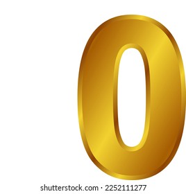 zero number design using gold color gradation