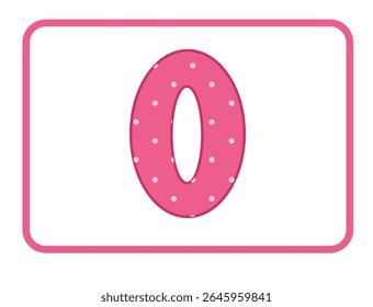 Flashcard de número zero para crianças vetor desenhado à mão minimalista para a aprendizagem precoce 0