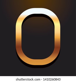 zero number gold metallic font with shadow over dark background vector illustration