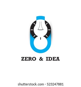 Zero number icon and light bulb abstract logo design vector template.vector illustration