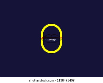 zero number with lips logo for illustration use