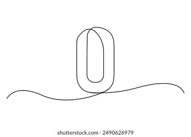 Zero number outline. Minimalist single line. Elegant vector. Continuous loop.