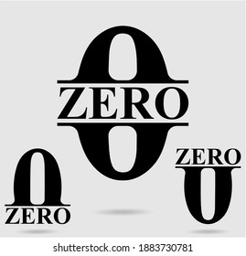 Zero; numeral and word logo for number. Zero etter with zero figure logo design. Number names typography design. Serif font design.  Text logo studies for all numbers.