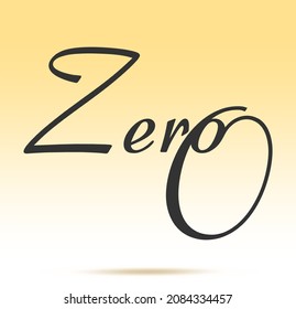 Zero; numeral and word logo for number. Handwriting zero letter with zero figure logo design. Number names typography design. Text logo and numeral logo studies for all numbers.