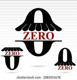 Zero; numeral and word logo for number. Zero letter with zero figure logo design. UX and UI. Pixel perfect marketplace icon. For web design, apps, software, printing usage.