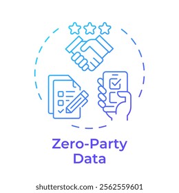 Zero party data blue gradient concept icon. Surveys for brand customers. Audience information type. Round shape line illustration. Abstract idea. Graphic design. Easy to use in presentation