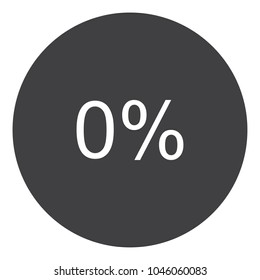 Zero percent or 0 % round vector icon isolated.