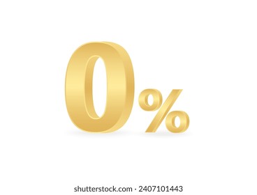 Zero Percent. 0% Sale Discount or 0% Commission. Vector Illustration Isolated on White Background. 