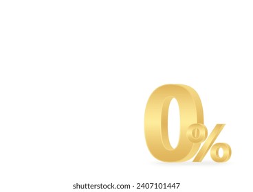 Zero Percent. 0% Sale Discount or 0% Commission. Vector Illustration Isolated on White Background. 