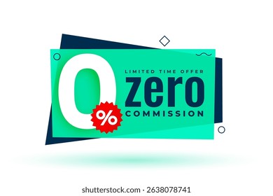 zero percent commission or free service offer background design vector
