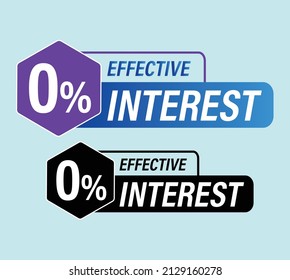 'zero percent effective interest' vector icon set. 0% interest abstract