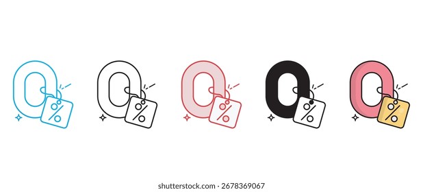 Design de ícone de porcentagem zero com ilustração de estoque de fundo branco