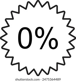 Zero percent icon isolated on white background . Zero percent tag icon vector . Zero percent badge