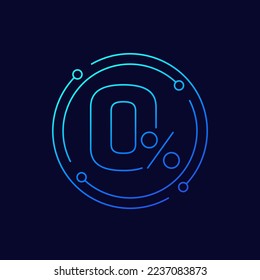 zero percent icon, linear design