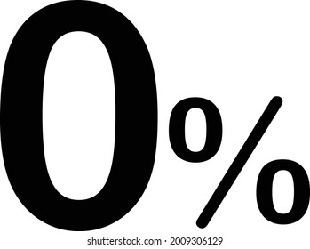 zero percent icon on white background. 0 percents sign. No comission symbol. flat style. 