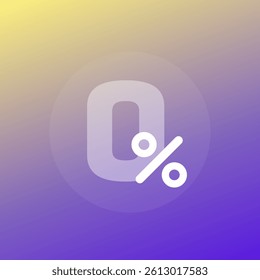 zero percent icon, transparent design