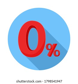 Zero percent icons and long shadow design. Isolated on white background for website promotion and banner