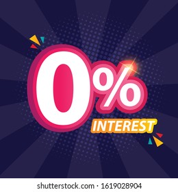 Zero Percent Interest Vector Illustration with lovely background  elements or promotion advertising.